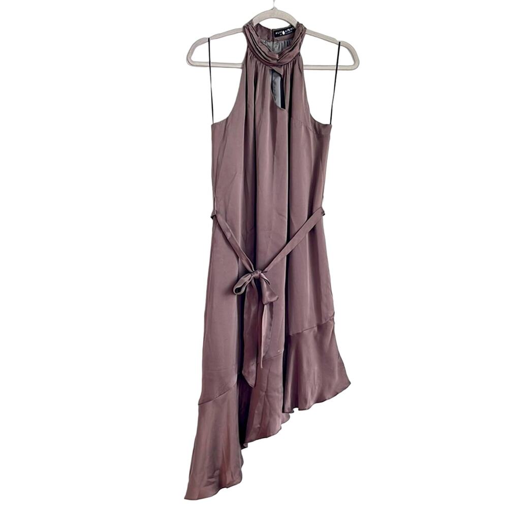 Alice & Trixie 100% silk assymetrical ruffle hem hi neck cocktail dress sz S